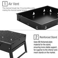 Barbecue au charbon de bois portable, pliable, compact, pour l'extérieur, petit barbecue de table avec poignée pour le camping et les pique-niques