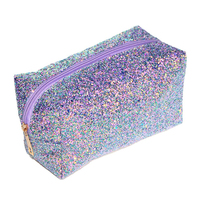 Pochette cosmétique tendance en PU brillant et coloré avec fermeture éclair étanche, sac à main, étui de rangement pour les voyages