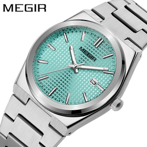 <span class=keywords><strong>Orologio</strong></span> da Polso da <span class=keywords><strong>Uomo</strong></span> al Quarzo alla Moda, Cinturino in Acciaio Inossidabile Argento, Quadrante Turquesa a Nido d'Ape, Data, Lancette Luminose, Stile Business e Sportivo - Product Image 3
