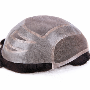 Prothèse capillaire pour hommes 100% cheveux naturels, postiche <span class=keywords><strong>ondulé</strong></span> brun respirant avec dentelle frontale - Product Image 4