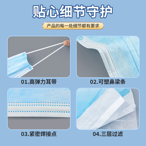 Mascarilla Facial de 3 Capas No Tejida, Antipolvo y Transpirable para Cuartos Limpios y Áreas de Procesamiento de Alimentos - Product Image 5