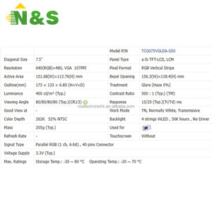 LCD TFT industrial de 7,5 pulgadas, 640*480, para control industrial, equipos médicos y automotrices, TCG075VGLDA-G50 - Product Image 3