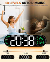 Reloj de Pared Digital Grande con Control Remoto de 9 Colores Cambiantes, Fecha, Semana, Temperatura, Atenuador de Brillo Automático, Reloj Grande con Luces Nocturnas