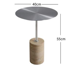 Tavolino da Caffè Wabi-sabi in Pietra Stile Nordico Semplice, Tavolino Rotondo Creativo in Acciaio Inossidabile per Casa Modello - Product Image 4