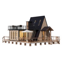 Maisons conteneurs au design moderne en acier et bois, petite maison triangulaire à 2 étages pour hôtel, villa, ou usage de vacances