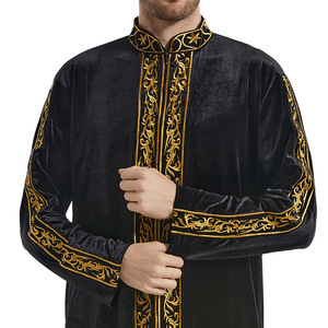 Túnica Musulmana <span class=keywords><strong>de</strong></span> Alta Calidad con Bordado para Ramadán, Manga Larga, Estilo Islámico, Kaftán Árabe, Largo hasta el Tobillo, <span class=keywords><strong>de</strong></span> Terciopelo, para Hombre - Product Image 5