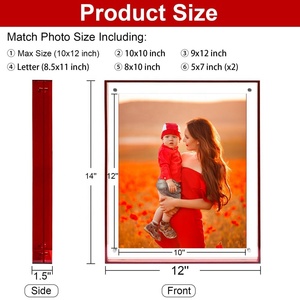 Magnifique cadre <span class=keywords><strong>photo</strong></span> magnétique rotatif double face en acrylique, présentoir flottant pour table, pour la maison - Product Image 4