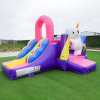 Château gonflable de licorne avec toboggan Mini maison Château gonflable rose avec toboggan Château gonflable de saut Videur extérieur