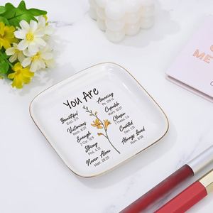Modern Ceramic Trinket Dish Custom Logo Jewelry Tray Small Square <b>Ring</b> <b>Plate</b> for Boutique Shop Retail Luxury Accessory Holder - Product Image 1