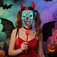 Masque de Clown LED pour Halloween, Purge Effrayant en PVC pour Adulte et Enfant, Masque Lumineux en Fil EL pour Costume de Cosplay, Accessoire pour Fêtes de Festival