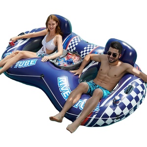 <b>Inflatable</b> River Tube <b>Float</b> Double Seat With Cooler Cup Holders PVC <b>Pool</b> Lounge <b>Float</b> For Adults Outdoor Water Fun - Product Image 2