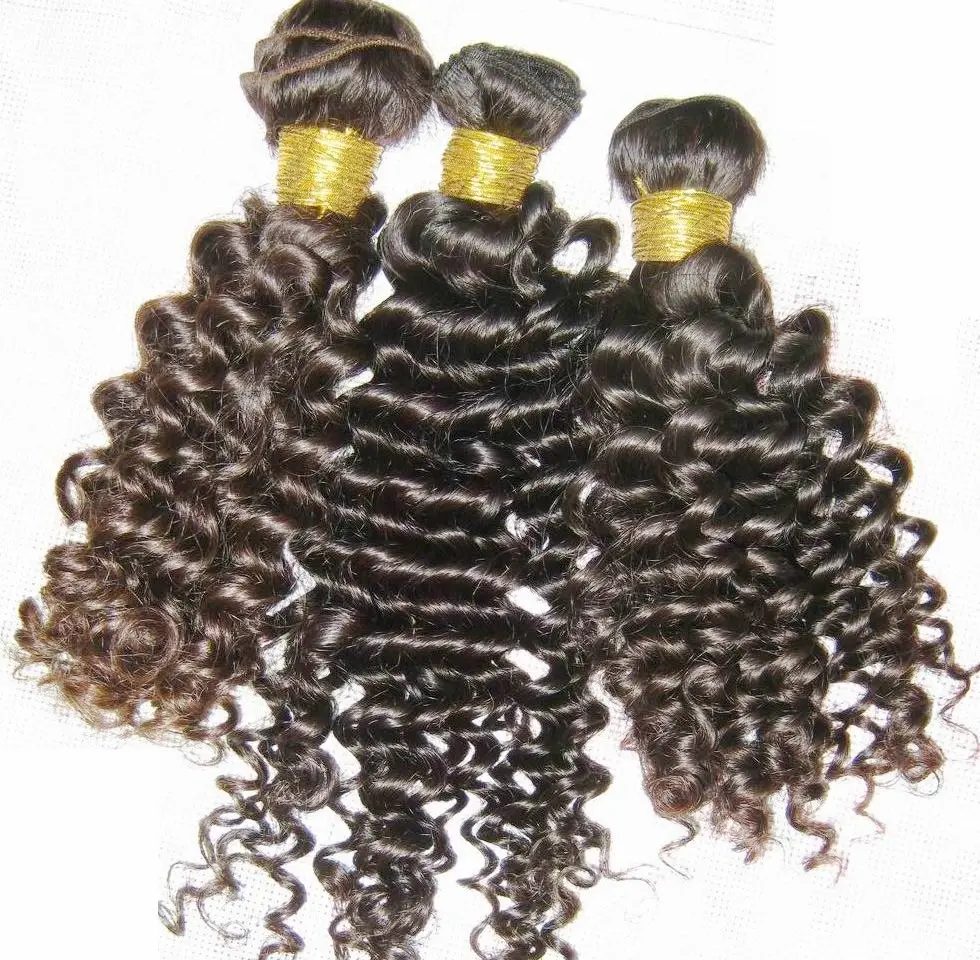 Color marrón natural cabello virgen crudo tramas rizadas peruanas color natural 3 paquetes de donantes individuales Kiss Locks