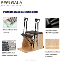 Chaise Wunda de Pilates Professionnelle Ajustable en Bois de Caoutchouc, Équipement Multifonctionnel de Stabilité pour Studio de Yoga, Santé et Fitness