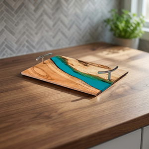Plateau de rangement multifonctionnel carré moderne en teck poli à un seul niveau, facile à nettoyer, 1 compartiment, portable, pour salon et cuisine - Product Image 4