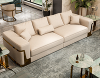 Ensemble de canapés sectionnels de luxe modernes 2026 avec revêtement en cuir PU et pieds en acier inoxydable pour villa, appartement, centre commercial, hôtel et usage domestique