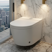 Toilette intelligente murale de luxe européenne à nettoyage automatique avec télécommande en céramique et chasse d'eau par siphon