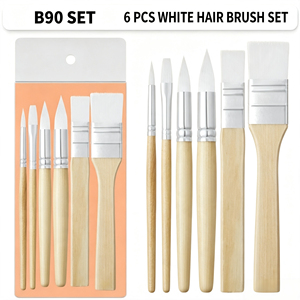 Set di 6 <span class=keywords><strong>Pennelli</strong></span> <span class=keywords><strong>per</strong></span> Artisti BESTLINE, con Setole in Nylon/Naturali e Manico in Legno, <span class=keywords><strong>per</strong></span> Pittura a Olio, Acrilica, <span class=keywords><strong>Acquerello</strong></span> e Fai-da-Te - Product Image 3