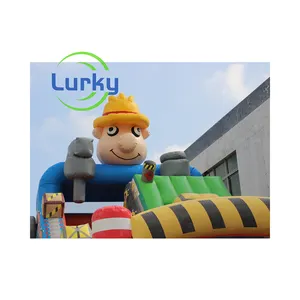 Commercial Maintenance Team Inflatable Bouncer Cartoon Racing Dry Jumping Castle Slide Kids' Bounce House