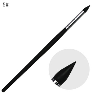 Lot de 5 stylos de sculpture et d'embossage en silicone à manche noir pour nail art, avec embouts creux pour la création de motifs 3D sur les ongles - Product Image 6
