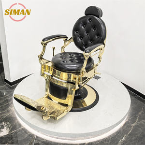 Chaise de coiffure traditionnelle robuste rouge, mobilier de salon de beauté antique, <span class=keywords><strong>cuir</strong></span> synthétique, pour salons de coiffure et stylistes - Product Image 2