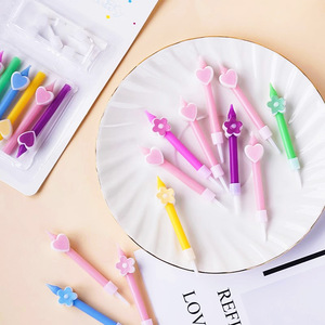 Cute Flower And Heart Shape Birthday Candles Colorful Paraffin Cake Decorations For Birthdays Party Topper - Product Image 1