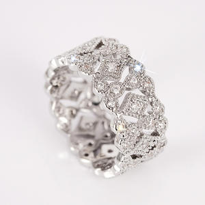 Anillo de diamantes de platino para mujer, banda de boda clásica, corte redondo brillante, color D natural, joyería de diamantes blancos T0276 - Product Image 5