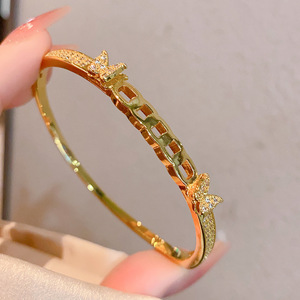 <b>Diamond</b> Bracelet Gold And White Hollow Design Asscher Cut Side Stones Unisex Gift Jewelry - Product Image 2