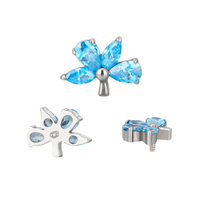 Anting modis Labret Titanium CZ bunga internal berulir atas Helix cincin telinga cincin hidung perhiasan tindik grosir
