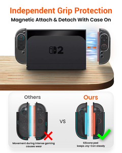 เคสป้องกัน TPU แบบนิ่มสำหรับคอนโทรลเลอร์ Nintendo Switch <span class=keywords><strong>2</strong></span> Joycon, พื้นผิว PC โปร่งใส, ออกแบบตามหลักสรีรศาสตร์, จับถนัดมือ, กันลื่น - Product Image 4