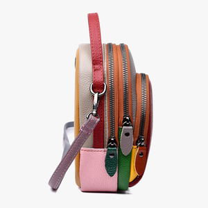 Bolso Cruzado de Cuero Genuino para Hombre y Mujer con Cadenas y Correa de Hombro con Botón, Cierre de Cremallera Impermeable, Diseño Moderno - Product Image 3