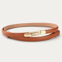 Ceintures en cuir Sundo, fines, à double sangle en cuir, boucle dorée, ceinture en cuir élégante, accessoire de taille pour femmes, tenues habillées