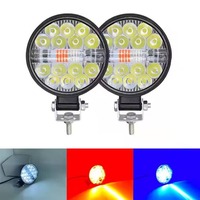 Lampe de travail LED mini 3 pouces 42W/48W 14LED 16LED Blanc Rouge Bleu Stroboscopique Clignotant Lampe de voiture Lumière d'avertissement 9-80V Garantie 1 an