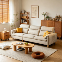 Set Sofa Seksional Modern untuk Apartemen, Ruang Tamu Sederhana, Sofa Kain Jepang, Sofa Lounge 3 Dudukan, Kain Krem, Dapat Dicuci