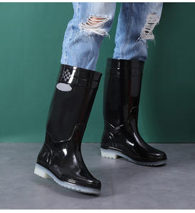 Bottes de pluie hautes pour femmes, chaussures d'eau pour femmes, bottes de pluie à tube long, chaussures imperméables tendance, surchaussures de travail - Product Image 4