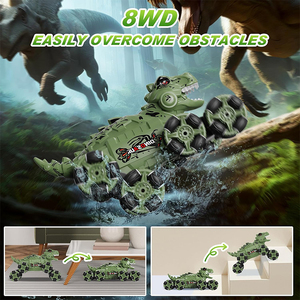 Cool <span class=keywords><strong>Dino</strong></span> Truck 2,4G 8WD Gesture Sensing RC <span class=keywords><strong>Stunt</strong></span> Cars Spray Light Sound Dinosaur Remote Control Car para niños - Product Image 4