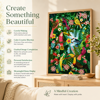 Kit de Peinture Diamant 5D KS Craft avec Motif Oiseaux de Forêt Tropicale, Toile Écologique DIY, Art Mural Floral Jungle, Cadeau