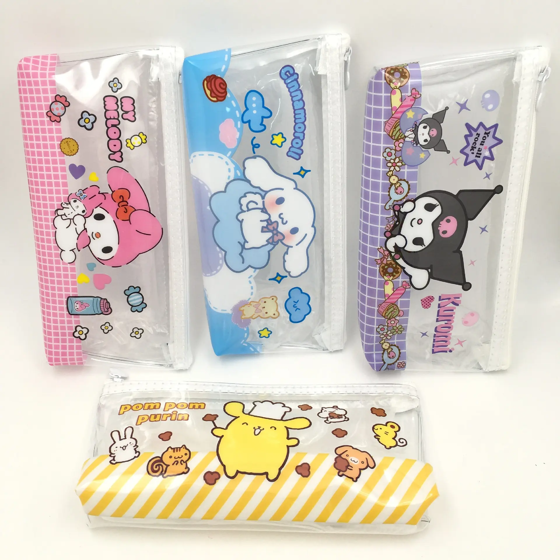 Kuromi Kawai Double Layer High Capacity Transparent Stationery Pencil Case for Student Pencil Box Storage Bag Cute School Gift