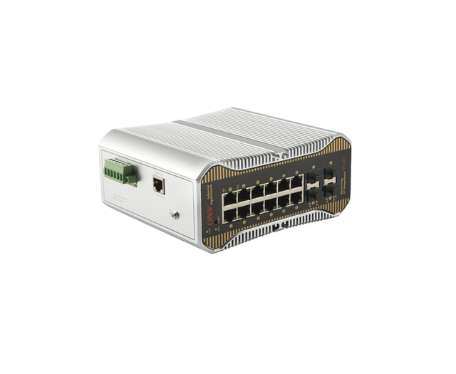 10G Uplink Industrial 12 Port Managed PoE Switch + 4*10G SFP+ Slots ERPS Ring Network DIN-Rail