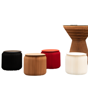 Ihpaper H28cm <span class=keywords><strong>Tabouret</strong></span> pliant en <span class=keywords><strong>carton</strong></span> avec coussin rond, mobilier d'intérieur pour hôtel, chambre et entrée - Product Image 1