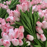 Décoration d'intérieur pas chère, fausses tulipes bleues en PU, fleurs artificielles au toucher réel, fleurs de tulipes artificielles blanches pour la décoration de mariage