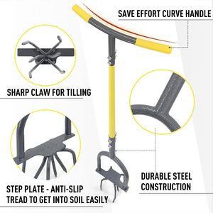 เครื่องพรวนดินแบบมือหมุน รุ่น Heavy Duty สำหรับแปลงปลูกดอกไม้ แปลงยกสูง สีเหลือง/เทา LTJY - Product Image 6