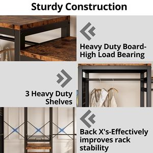 With Drawer, Industrial 5 in 1 <strong>Bench</strong> with Storage <strong>Shoe</strong> <strong>Rack</strong> Freestanding Home Organizer Entryway Hall Tree <strong>Coat</strong> <strong>Rack</strong> - Product Image 6