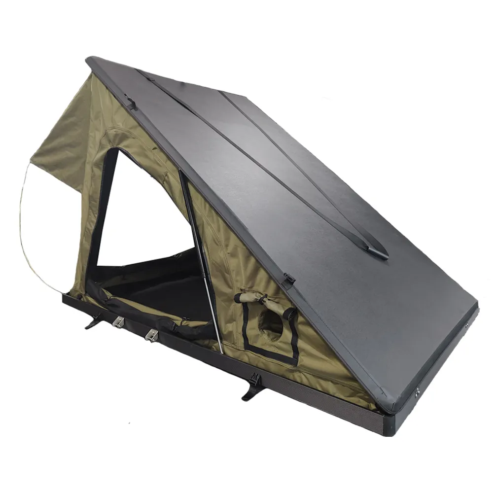 77lbs 초경량 자동차 지붕 탑 텐트 PVC 비닐 소프트 쉘 삼각형 빛 오프로드 캠핑 기어 옥상 텐트