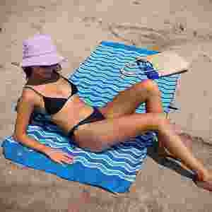 الأكثر مبيعًا منشفة شاطئ صيفية كبيرة الحجم مطبوعة خالية من الرمال منشفة شاطئ جاكار منسوجة - Product Image 1