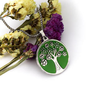 Collier pendentif ethnique simple en acier titane et acier inoxydable, <span class=keywords><strong>arbre</strong></span> de vie, bijoux sculptés - Product Image 2