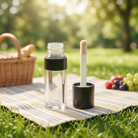 Grand tube de brillant à lèvres rond avec applicateur, personnalisable avec logo, en plastique, vide, anti-fuite, écologique, pour emballage de maquillage