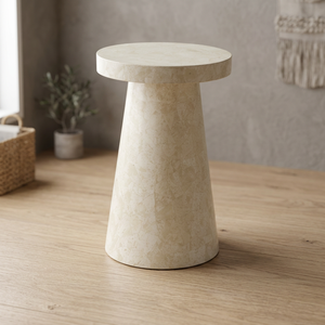 Modern Durable <b>Round</b> Marble Stone <b>Outdoor</b> Accent <b>Table</b> for Living Room - Product Image 3