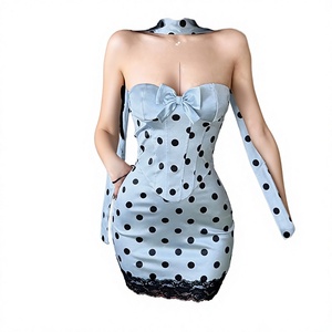 Robe Courte Vintage Imprimée à Pois Rose Naturel pour Femme - Bustier Ajusté Col en V Spandex/Polyester Printemps Quotidien Soirée Club Sans Manches - Product Image 3