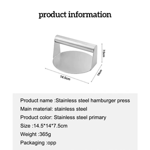 Pressa per <span class=keywords><strong>Hamburger</strong></span> in Acciaio Inox, <span class=keywords><strong>Stampo</strong></span> Rotondo per BBQ e Utensile per Pressare Polpette di Carne - Product Image 3