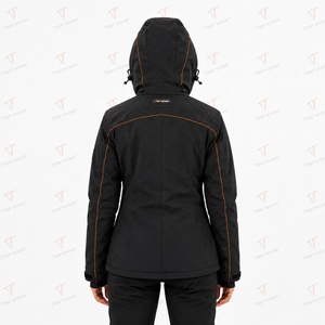 Tiierwear <b>Women's</b> Black Hooded Winter ski <b>Jacket</b> Waterproof Polyester Wadding Full Sleeve <b>Utility</b> Style with Zipper Closure - Product Image 5